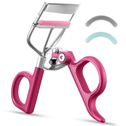 Eyelash Curler with 3 Refill Pads of 3 Different Firmness, Upgraded Material Handle, Achieve Precise Control, Professional Lash Curler Features a Built-in Lock for Easy Storage & Travel, Gentle & Safe