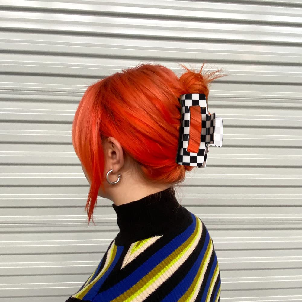 Vintage Checkered Y2K Hair Barrettes - Aesthetic 3-Piece Claw Clips for Women & Girls