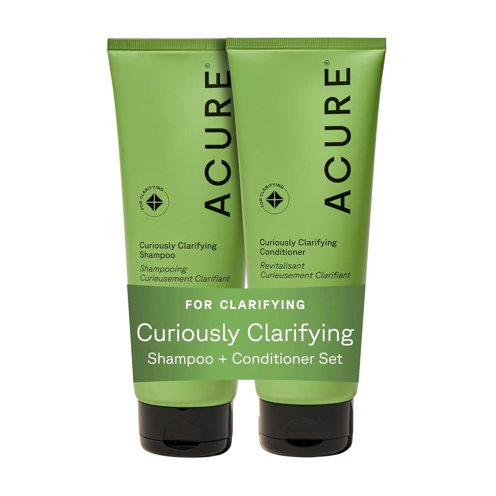 Acure Curiously Clarifying Shampoo & Conditioner Set - Deep Cleansing & Hydrating for Oily Hair - 8 fl oz (2 Pack)
