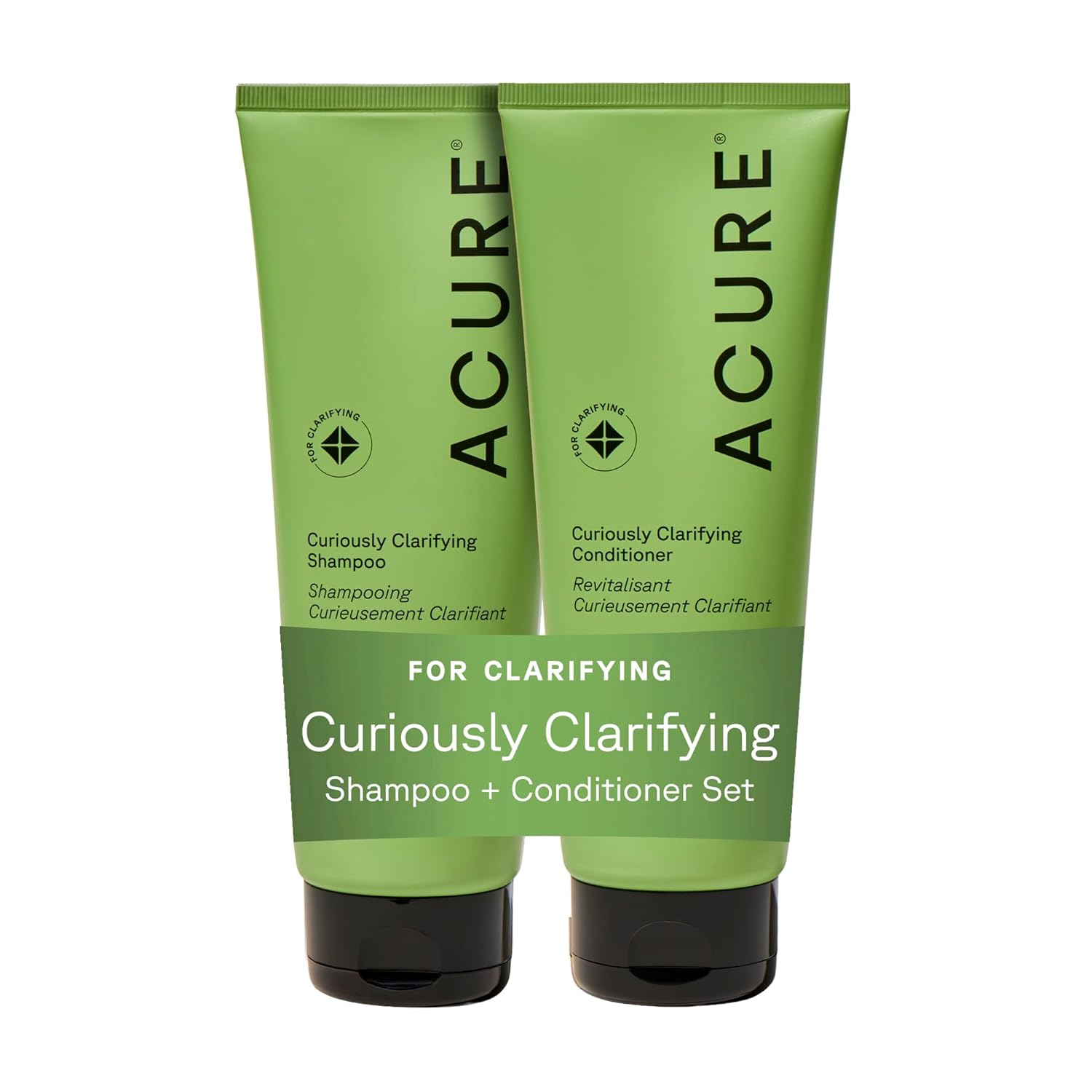 Acure Curiously Clarifying Shampoo & Conditioner Set - Deep Cleansing & Hydrating for Oily Hair - 8 fl oz (2 Pack)