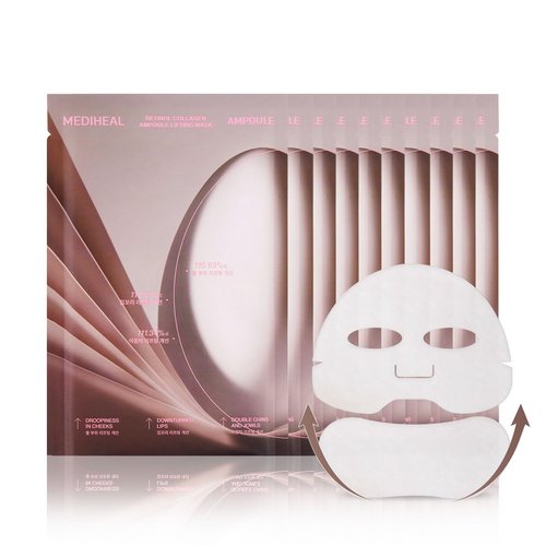 Mediheal Retinol Collagen Ampoule Lifting Mask (10 Counts) forV Line Mask, Anti-Aging - Helps Reduce Fine Lines & Wrinkles, and Smoothens Skin