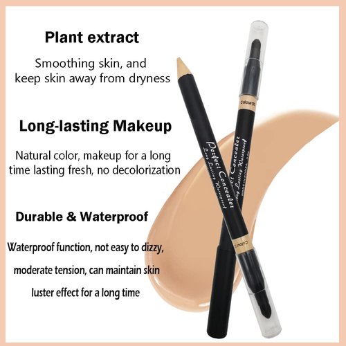 AKARY Concealer Pencil - 2-in-1 Dual-Sided Eyebrow & Face Highlighter Stick | Waterproof Foundation for Dark Circles & Acne Marks - Soft Skin Tone