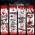Halloween Horror Warning Banner - Red Warning Signs for Party Decor
