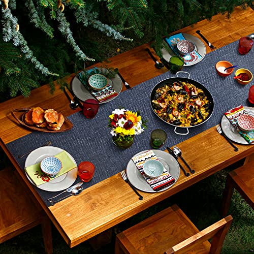 Heat-Resistant Table Runner & Trivet Set 12x40 Inch Waterproof Farmhouse Kitchen Decor - Black Line