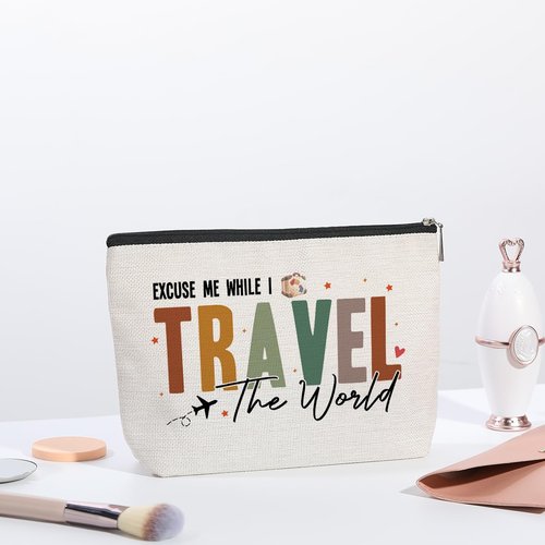 Funny Travel Gifts for Women Travel Essentials Makeup Bag Flight Vacation Gifts for Travelers Travel Lovers Birthday Gifts for Mom Daughter Bride Friends Girls Trip Female Travel Toiletry Bag