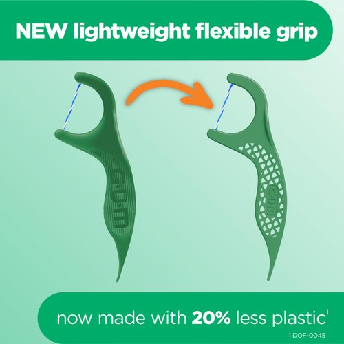 GUM Twisted Mint Floss Picks - Twisted Threads, Shred-Resistant Floss, Easy Grip Handle, 90 Count (Pack of 3)