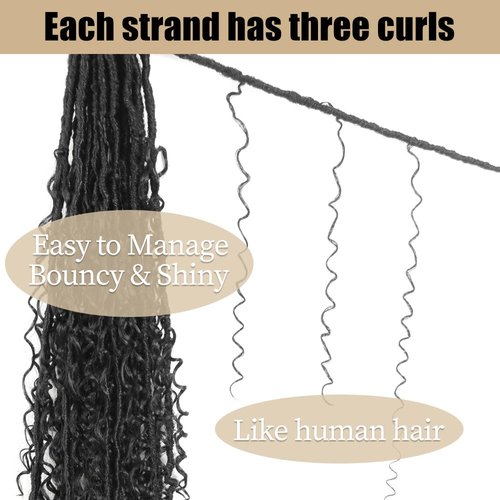 SECPOCPONY Boho Goddess Faux Locs Crochet Hair 30 Inch 8 Packs Distressed Soft Locs Pre Looped Crochet Braids with Curly Ends (80 Strands, 1B)