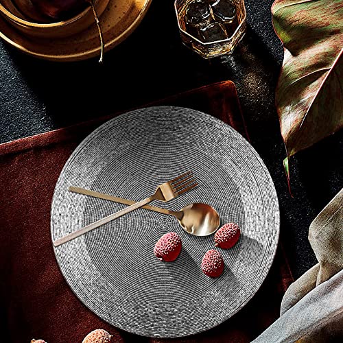 Grey Multi Beaded Placemats Set of 1 13-Inch Round Handmade Dinner Table Decor