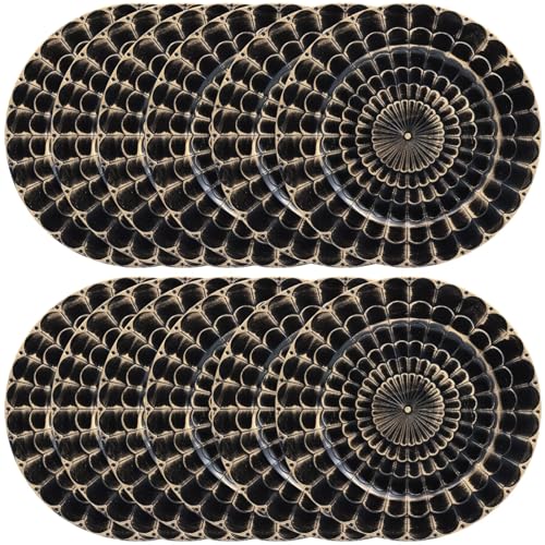 12-Piece Black Decorative Plastic Charge Plates for Holiday & Dinner Table Setting - Variation of THIS listing