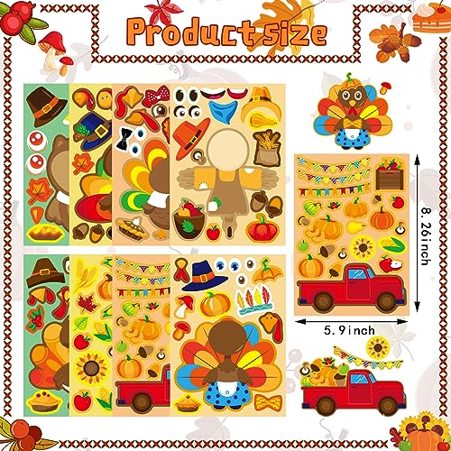 Thanksgiving Stickers for Kids Make a Turkey Face Set - Autumn Fall Party Supplies
