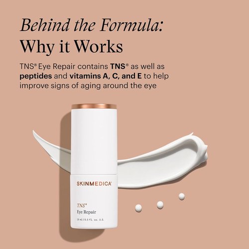 SkinMedica TNS Eye Repair Cream - Reduces Fine Lines & Dark Circles with Peptides | 0.5 Oz