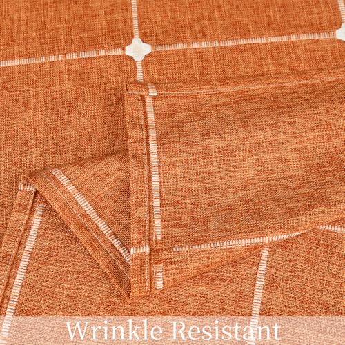 Heavy Duty Linen Tablecloth 60x120 Inch Burnt Orange - Plaid Variation