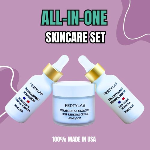 Profesional Skincare Set – Complete Skin Booster Kit - Pure Retinol - Hyaluronic Acid - Moisturizer with ceramide and Collagen - set completo para la piel de la cara - todo en uno para tu piel .