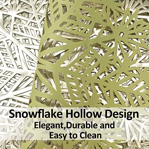 Gold Snowflake Placemats Set of 8 Holiday Table Mats for Dining & Events