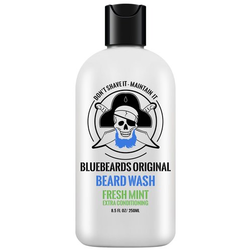 Bluebeards Original Fresh Mint Beard Care for Men, 8.5 oz. - Natural Peppermint Oil Formula for Deep Cleansing, Softening, and Conditioning Beard and Skin - Made in USA