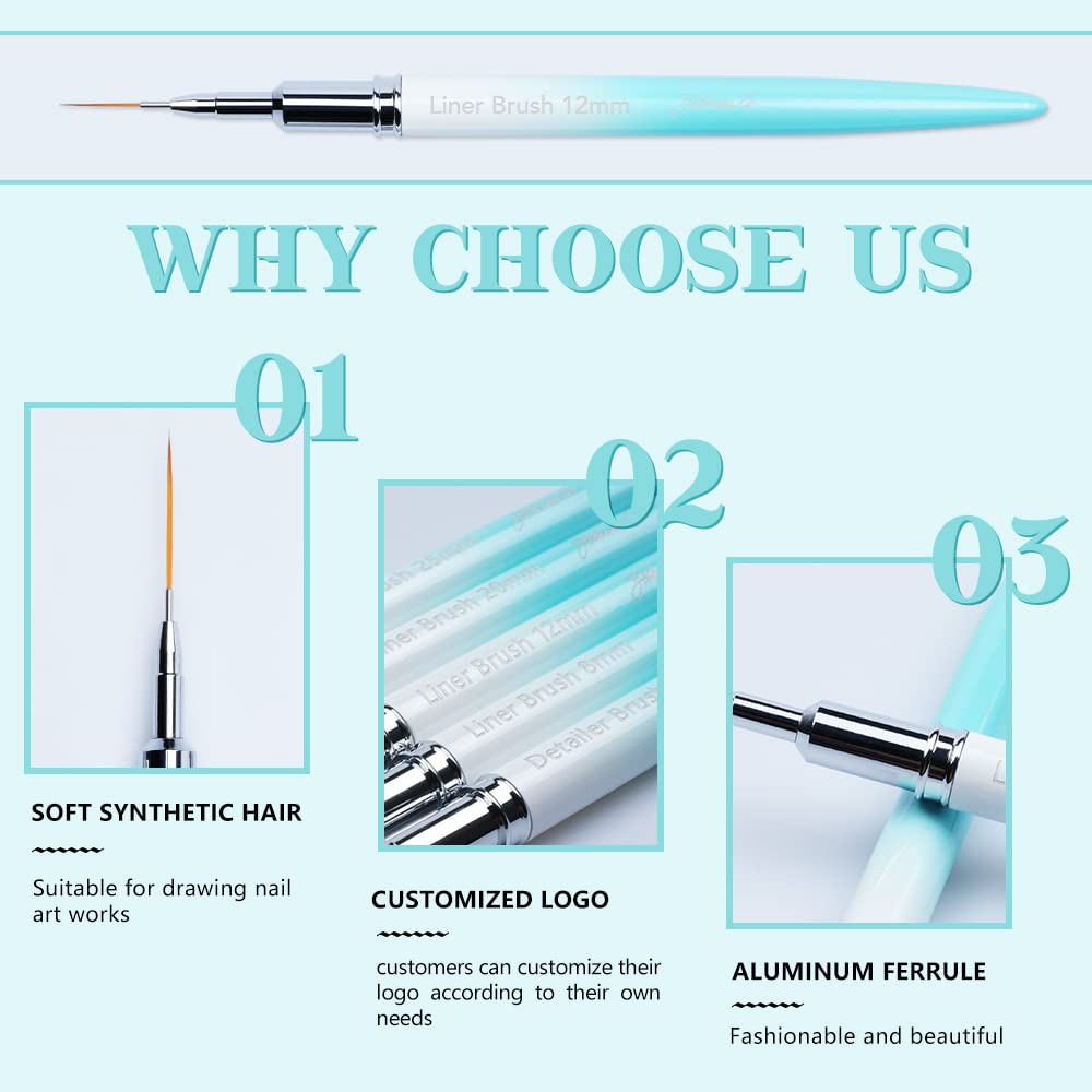 YIHUALE Nail Art Design Pen Painting Tools - DIY Manicure & Professional Salon Set (Blue and White)