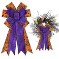 Halloween Burlap Spider Web Wreath Bow - Purple & Orange Fall Decor - Style1