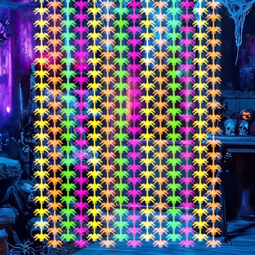 Glow in the Dark Halloween Spider Fringe Curtains - Party Decorations
