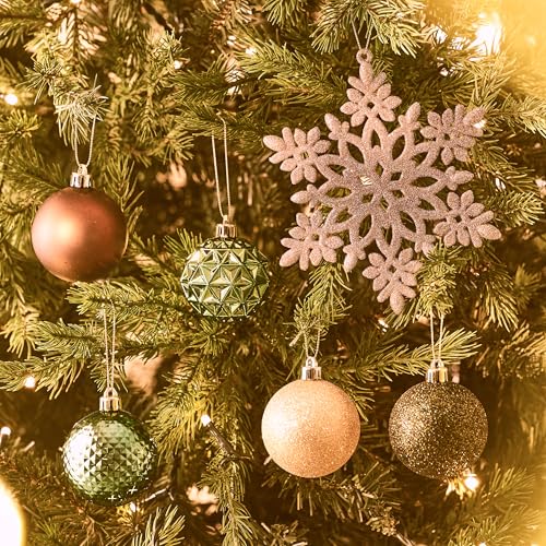 Christmas Tree Decorations Ball Ornaments Set - Green & Brown Large 50pcs