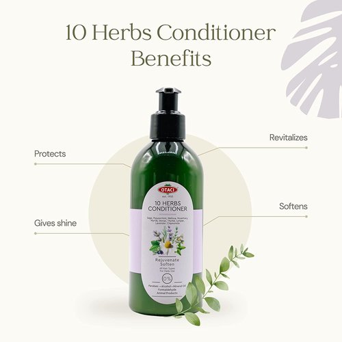 OTACI 10 Herb Rejuvenate Hair Conditioner - Vegan Formula with Rosemary, Chamomile & Olive Oil for Hydration & Shine | 250 ml