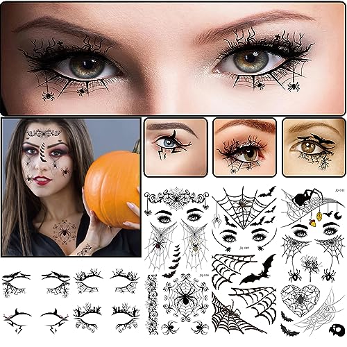 Halloween Eye Shadow Stickers & Temporary Tattoo Decals - Spider Bat Skull Design