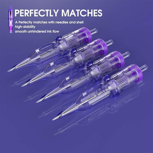 Mast Tattoo Pro Tattoo Cartridges 50Pcs Assorted Mixed Sizes #12 Standard 1RL 3RL 5RL 7RL 5RS 7RS 7RM 9M 9RS 11RM Disposable Round Liner Shader Magnum Tattoo Needles Kit for all styles