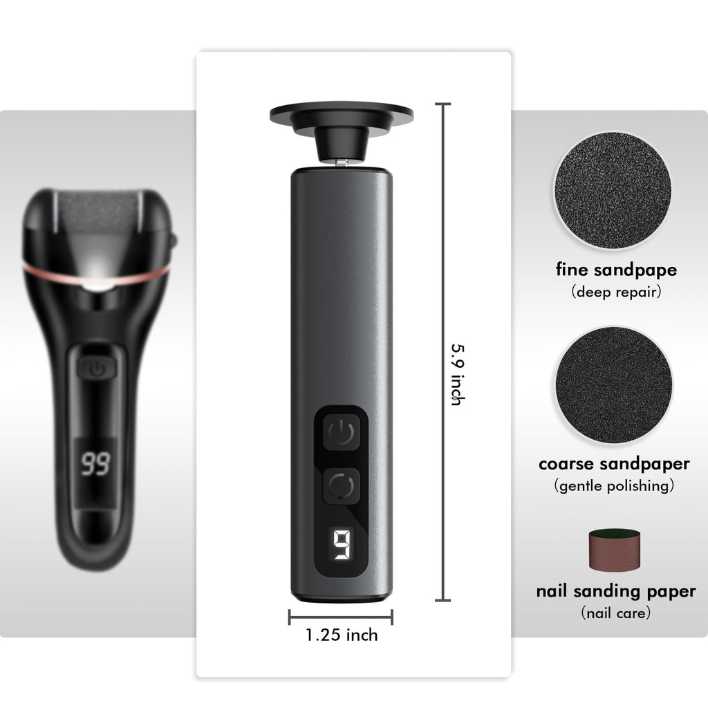 Waysse Electric Foot Callus Remover, Callus Remover for Feet with 9 Adjustable Speeds,Rechargeable Pedicure Tool with Replacement Sandpaper Discs for Dead Skin Calluses