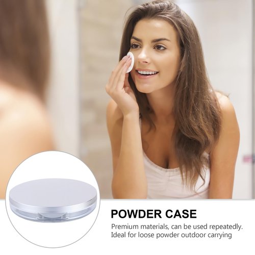 Beaupretty Powder Compact Container Plastic Empty Makeup Loose Powder Case with Puff and Elasticated Net Sifter Vintage Mirror, 2PCS