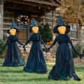 Halloween Witch Decorations Outdoor - 5 FT Set of 3 Light Up Witches Stakes - Black