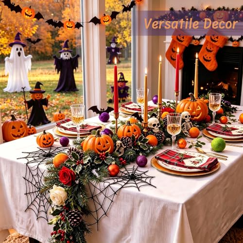 Halloween Ornaments Set - Black, Orange, Purple, Green, 50 Pieces for Tree Decor