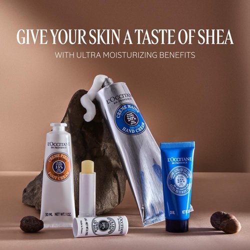 L'OCCITANE Shea All Day Body Skincare Gift Set - Ultra Rich Cream, Hand Lotion, Foot Balm & Lip Care for Hydration