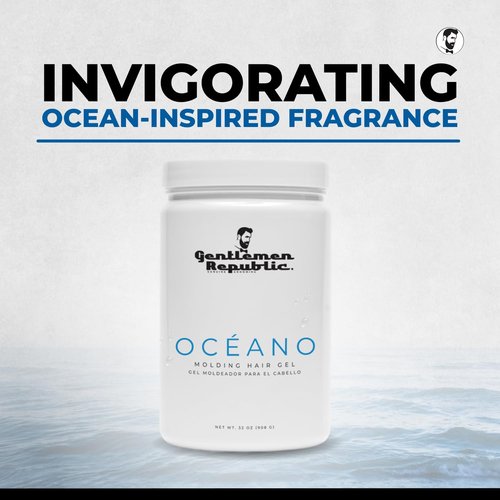Gentlemen Republic Oceano Men's Hair Gel - Strong Hold & High Shine, 64oz | Alcohol-Free Professional Formula