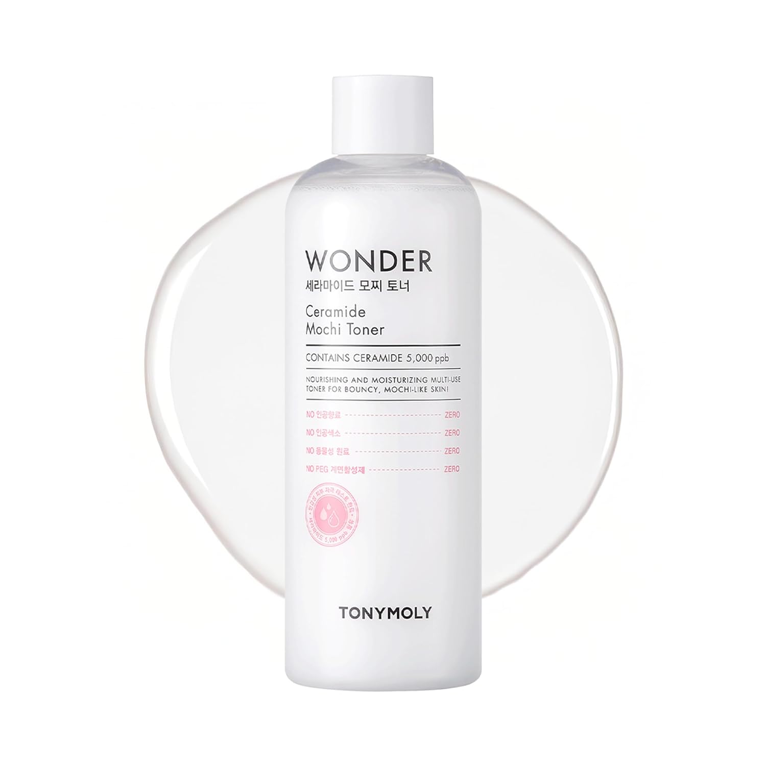 TONYMOLY Wonder Ceramide Mochi Milky Toner - Hydrating 5,000 ppb Ceramide for Dry & Sensitive Skin | 16.9 fl oz / 500ml