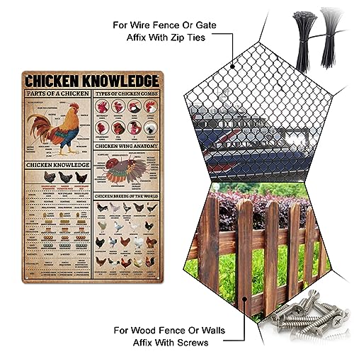 Farm Chicken Knowledge Tin Sign - Chicken Coop Metal Wall Decor - Farmhouse Kitchen & Living Room Wall Art - Variations of THIS listing