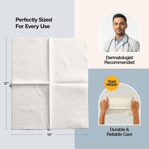 Face Towels - Ultra Soft and Thick Disposable Face Towelettes for Women - Biodegradable Facial Towels for Sensitive Skin - Face Cleansing, Makeup Removal, 10x12 Extra Large - 100 Pack