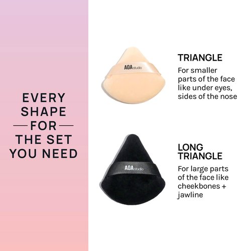 AOA Studio Velvet Puffs | Makeup Blender Sponge Set of 6 for Flawless Foundation Application - Black/Peach