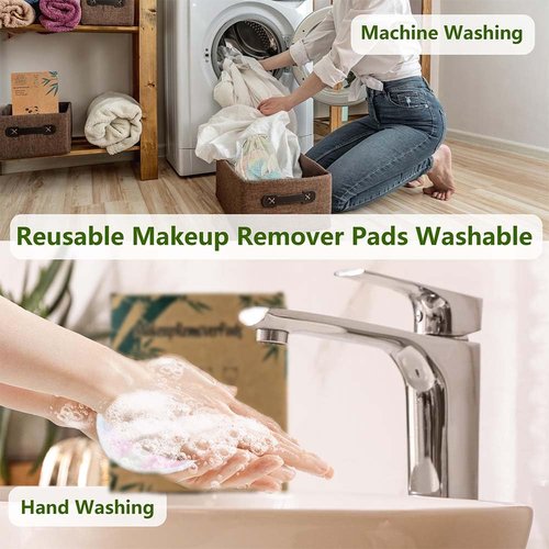 Sopurrrdy 28 Pack Reusable Makeup Remover Face Pads with Laundry Bag Washable Soft and Comfortable Cleaning Face Skin,Washable Bamboo Cotton Rounds Colorful