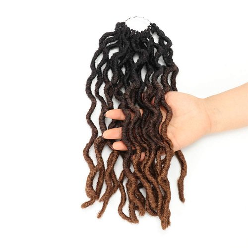 Eliza Wavy Gypsy Locs Faux Locs Ombre Crochet Hair 14" 8Packs/Lot Goddess Locs Synthetic Fiber Faux Locs African Roots Dreadlocs Synthetic Braiding Hair Extensions for Black Women(14",OM3T430)