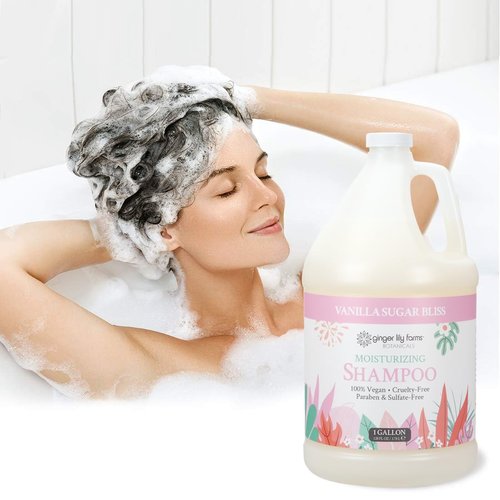 Ginger Lily Farms | Moisturizing Shampoo for All Hair Types - 100% Vegan, Vanilla Sugar Bliss, 1 Gallon