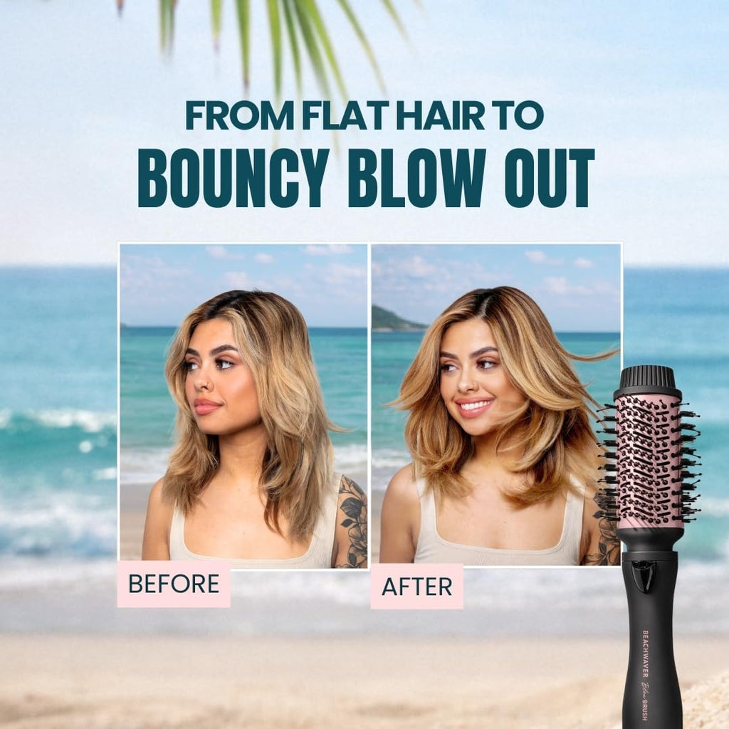 Beachwaver Co. Blow Brush - Midnight Rose | Versatile Blow-Dry Brush for All Hair Types | 2 Speeds, 4 Heat Settings, 4 Attachments