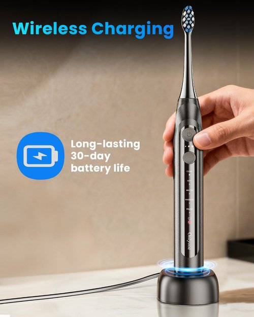 Onlyone Sonic Electric Toothbrush - Rechargeable Ultrasonic with 8 Brush Heads & Travel Case | 5 Modes, Smart Timer