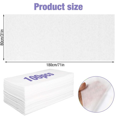 100 Pack 31.5" X 71" Disposable Massage Bed Cover White Non Woven Fabric Massage Bed Sheets Waterproof Breathable Massages Table Sheets for Spa, Beauty