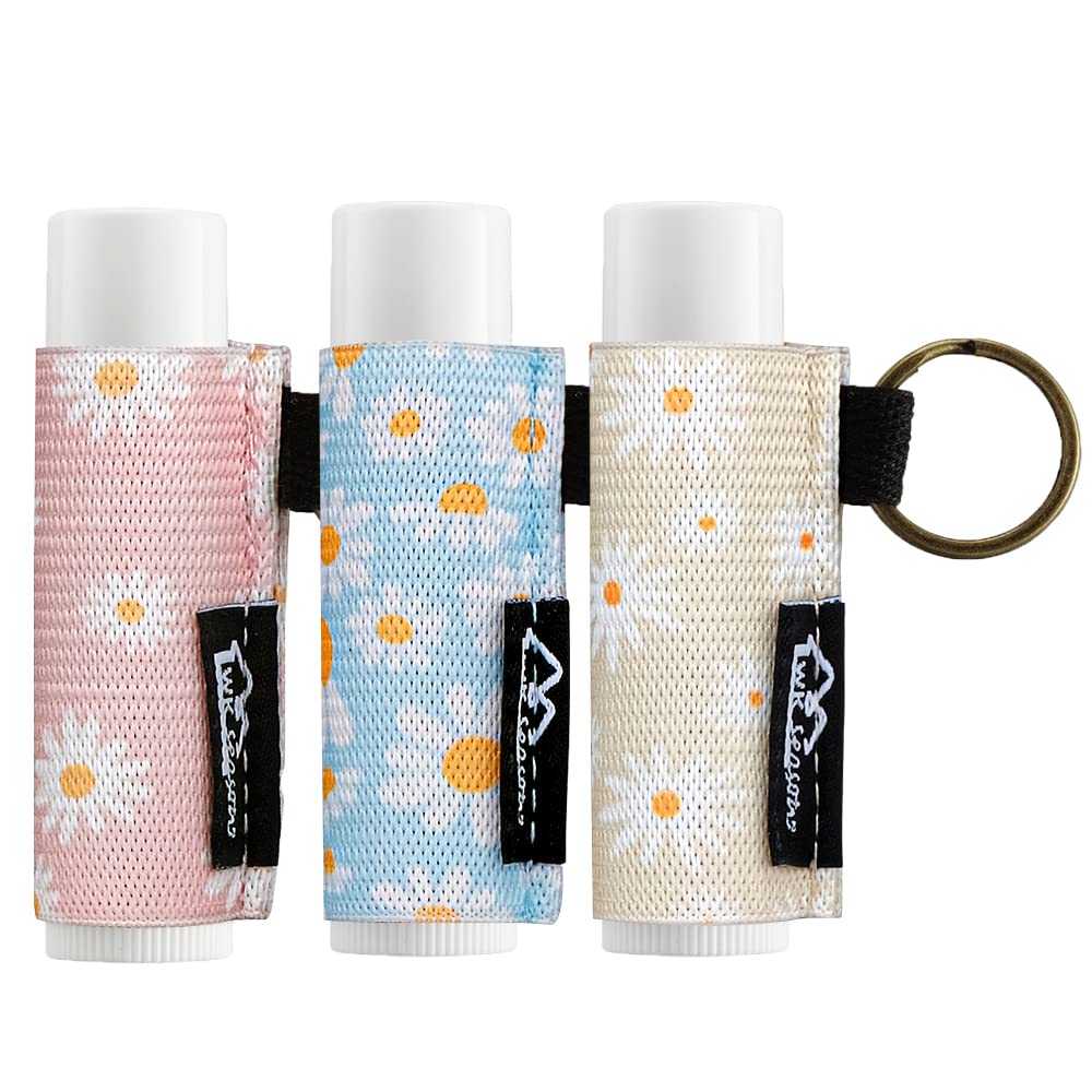 WK IEASON Lip Balm Holder Keychain - 3PCS Cute Clip-On Lip Gloss Holders for Chapstick & Burt's Bees