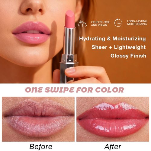 Evpct Girly Pink Honey Lipstick - Moisturizing Tinted Lip Balm for Hydration & Shine | Lightweight Color Gloss
