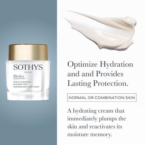 SOTHYS Hydrating Satin Youth Cream - Daily Face Moisturizer with Hyaluronic Acid for Youthful Skin | Normal/Combination