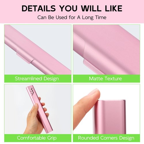 Travel Toothbrush Case, Portable Toothbrush Holder, Durable Aluminum Toothbrush Storage Box, Small Breathable Manual Toothbrush Container for Traveling, School, Camping, Business Trip - Pink
