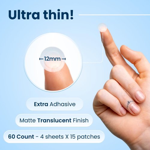CLEAN SKIN CLUB 60 Invisible Vegan Pimple Patches, Derma Dot Hydrocolloid for Covering Zits, Blackhead, Blemish, Absorbing Face Cover Sticker, Skincare Treatment, Non Toxic Ingredients