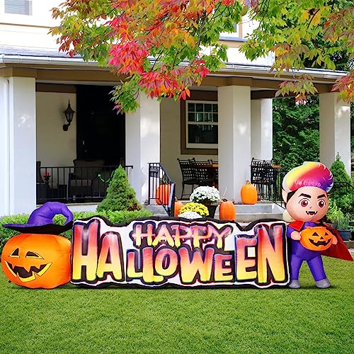 11.5 FT Halloween Inflatable Vampire with Pumpkin & LED Lights for Yard Decor