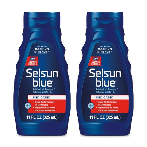 Selsun Blue Medicated Anti-Dandruff Shampoo - Maximum Strength with Menthol, 11 fl. oz. (Pack of 2)