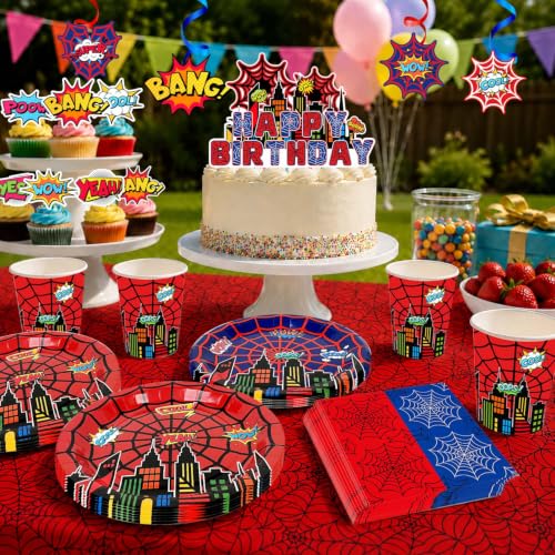 103pcs Spider Web Party Supplies Set Halloween Decorations for Birthday Celebration
